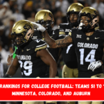 Week 5 rankings for college football teams 51 to 75 Iowa, Minnesota, Colorado, and Auburn