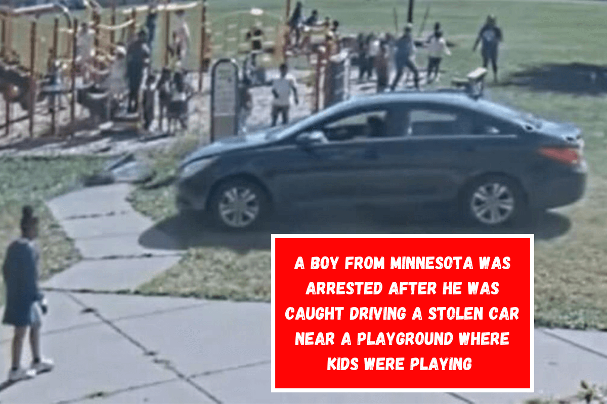 A boy from Minnesota was arrested after he was caught driving a stolen car near a playground where kids were playing