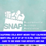 The California COLA boost means that CalFresh SNAP payments will go up by up to $1,756. Check your EBT card to see when your deposits are due