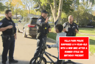 Villa Park police surprised a 9-year-old with a new bike after a robber stole his birthday present