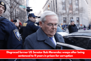 Disgraced former US Senator Bob Menendez weeps after being sentenced to 11 years in prison for corruption