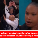 Jennifer Hudson's shocked reaction after she gets slapped in the face by basketball courtside during a Knicks game