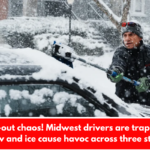 White-out chaos! Midwest drivers are trapped as snow and ice cause havoc across three states